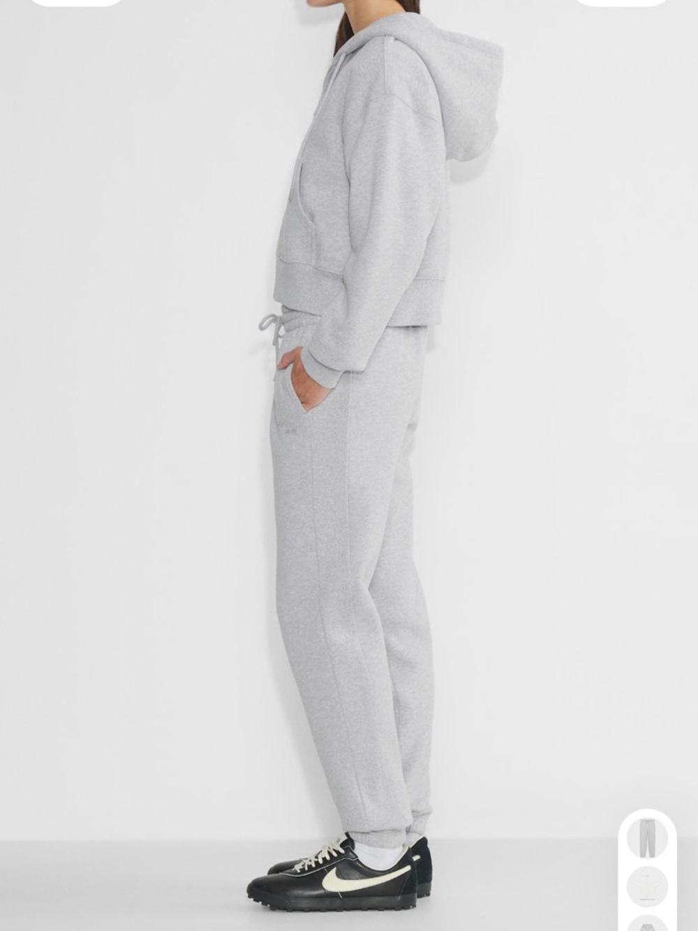 TNA Cozy Boyfriend Fit Sweatfleece Cropped Hoodie and Jogger Sweatpants